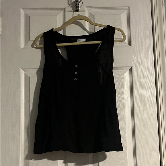 Splendid Black Ribber Henley Tank - Picture 1 of 7